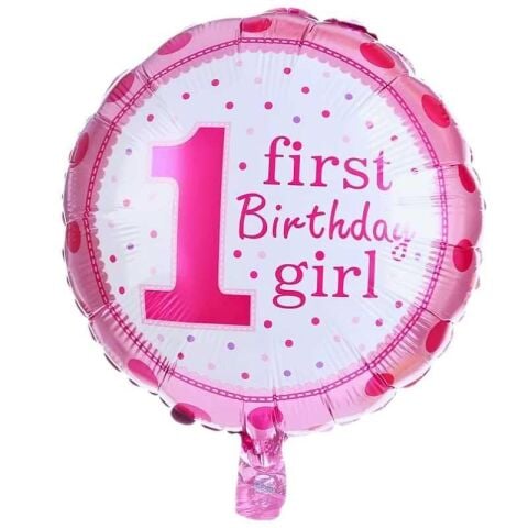 18 Inc Yuvarlak 1 Yas Pembe Folyo Balon 43 43 12356 Min