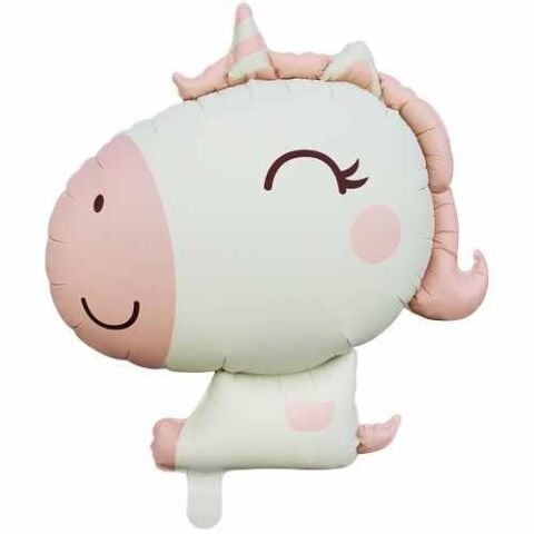 Pembe Retro Renk Unicorn Kafa Folyo Balon 12150 Min
