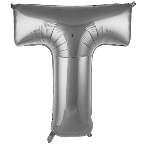 T Harf 34 Inc Gumus Renk Balon 76 Cm 2675 Min