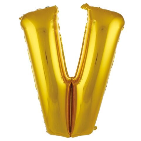 V Harf 34 Inc Gold Renk Balon 76 Cm 2678 Min