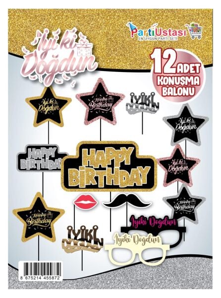 Konusma Balonu Set 12 Li Happy Birthday 391 Min