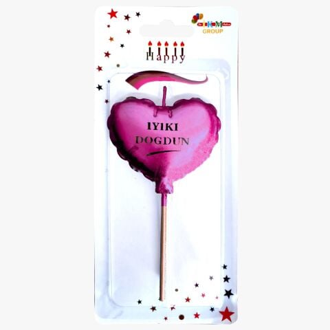Iyiki Dogdun Kalp Pembe Mum 11666 Min