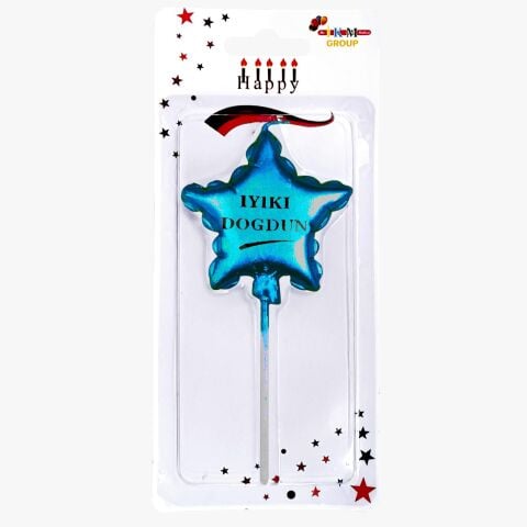 Iyiki Dogdun Yildiz Mavi Mum 11657 Min