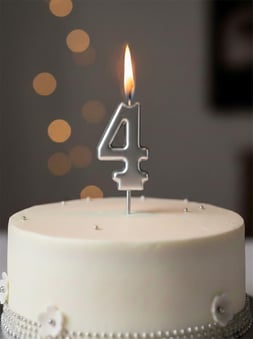 Rakam Mum Gumus No4 Dogum Gunu Mumlari