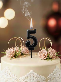 Rakam Mum Siyah 5 Dogum Gunu Mumlari 9
