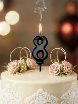 Rakam Mum Siyah 8 Dogum Gunu Mumlari 172 1b