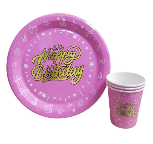 Tabak Bardak Happy Biriday Pembe 2469 Min