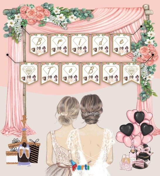 Yazi Zarf Banner Bride To Be Gold 2568 Min