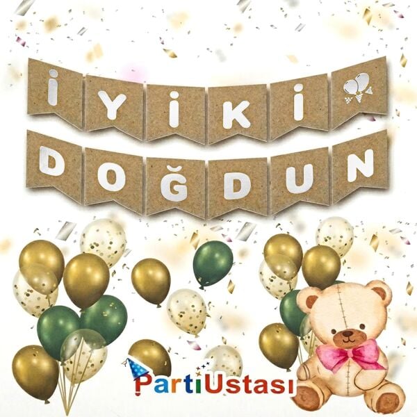Yazi Zarf Banner Varakli Iyiki Dogdun Kraf Gumus 1922 Min